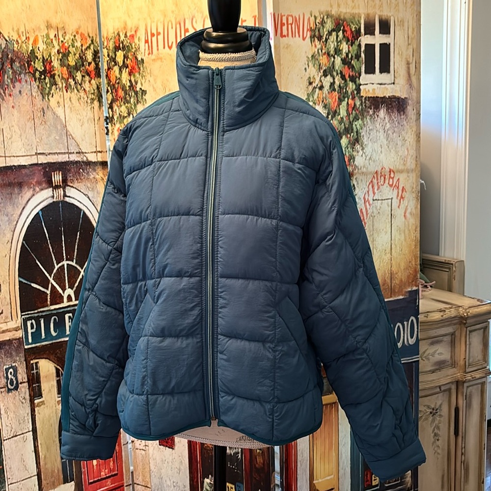 Free People Movement Pippa Packable Puffer Jacket, Teal, Size Small